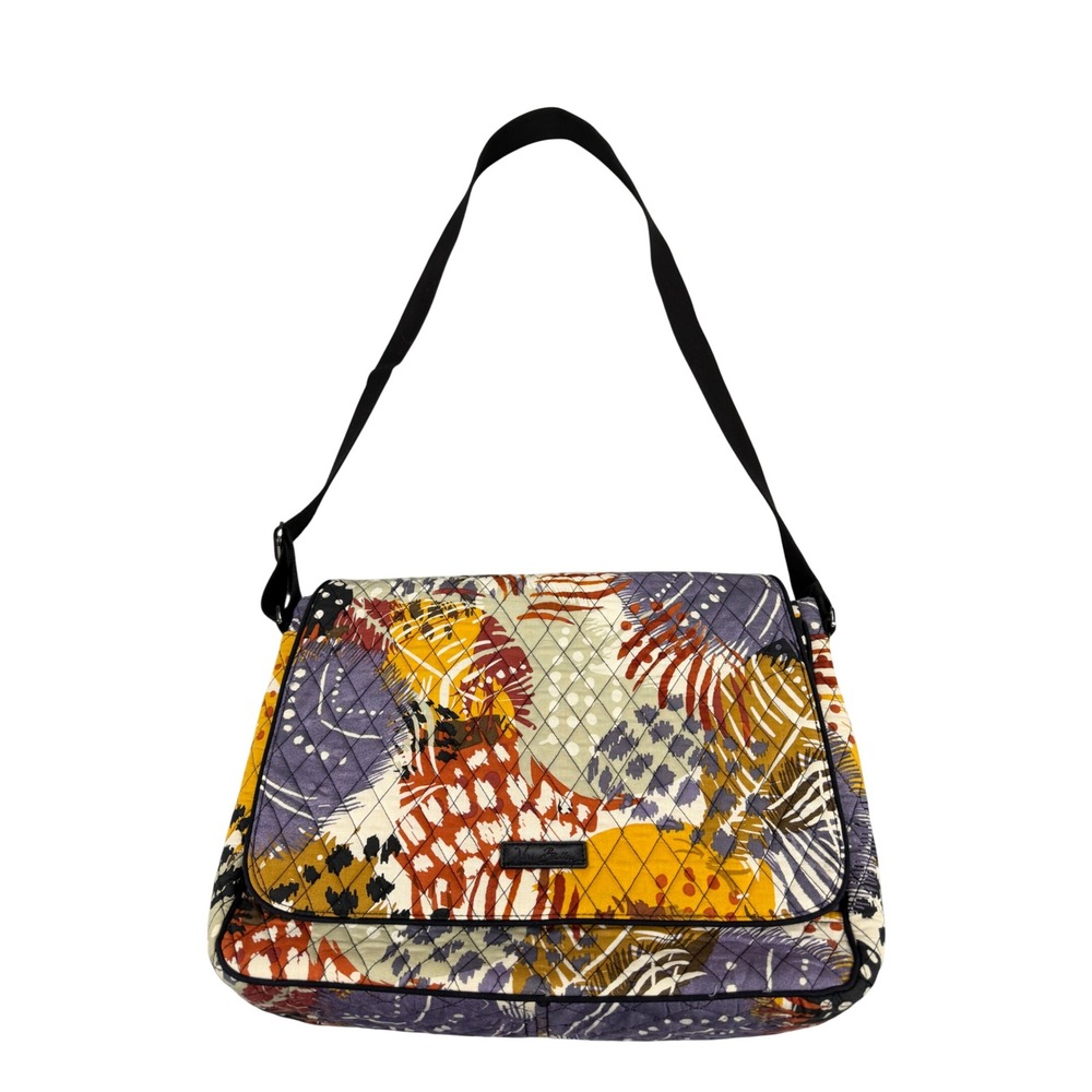 Vera Bradley Messenger Crossbody Bag Safari Sunset Quilted Cotton Laptop Bag